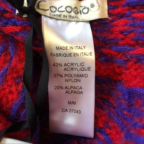 Cocogio Red Fair Isle Knit Alpaca Blend Sweater Women’s Medium - Picture 6 of 7